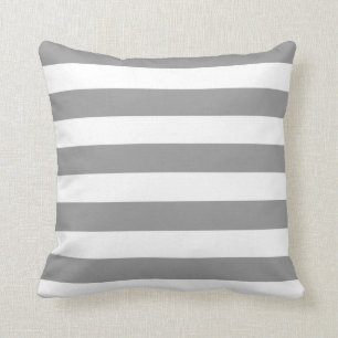 Gris y blanco raya las almohadas de MoJo del