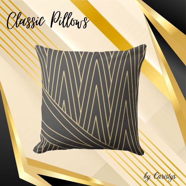 Gris y Cojín decorativo dorado del Art Deco (Subido por el creador)