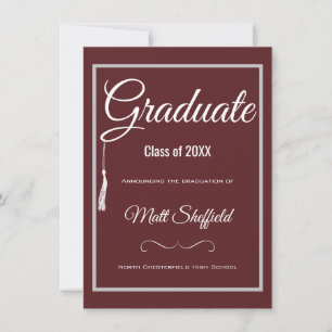 Gris y marrón de la Invitación de graduación de Ta