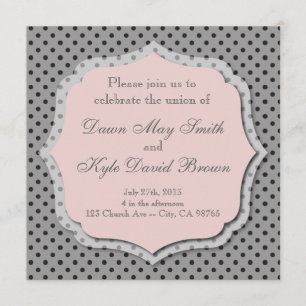 Gris y melocotón punteados casando la invitación