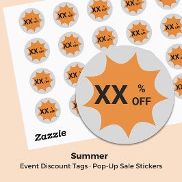 Gris y Naranja ・ Etiqueta de descuento por venta d