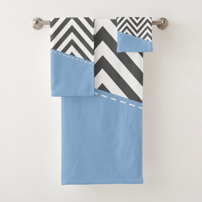 Gris Zigzag, Gris Chevron, Zigzag Pattern, Azul (In situ)