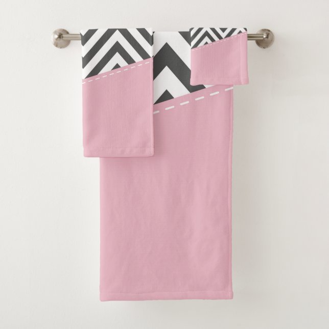Gris Zigzag, Gris Chevron, Zigzag Pattern, Rosa (In situ)