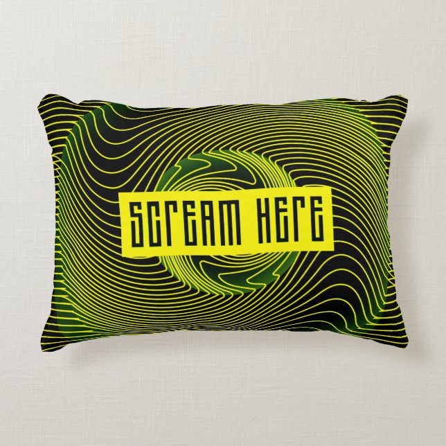 Grita Aquí | Almohada de acento óptico amarillo ne (Anverso)