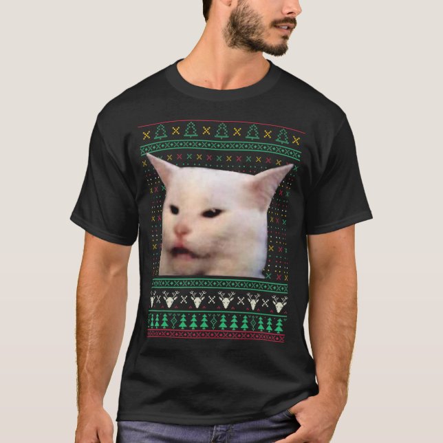 Gritando A Un Gato Feo X Mas Sweaters Gracioso Mem (Anverso)