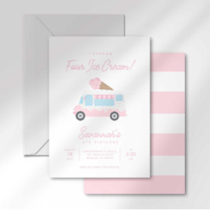 Grito CUATRO Invitación de cumpleaños de helado