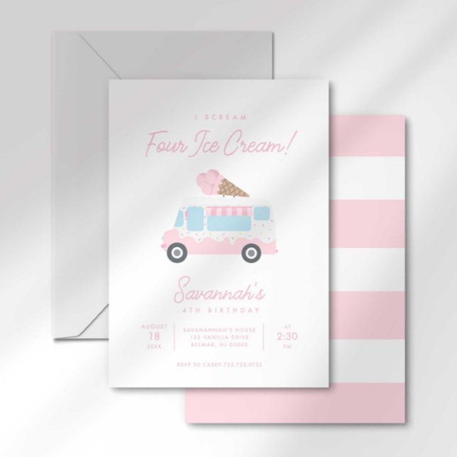 Grito CUATRO Invitación de cumpleaños de helado (Subido por el creador)