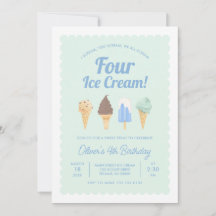 Grito CUATRO Invitación de cumpleaños de helado