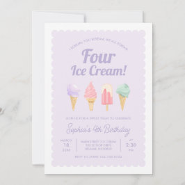 Grito cuatro invitaciones de cumpleaños a crema de