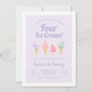 Grito cuatro invitaciones de cumpleaños a crema de