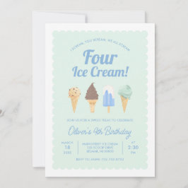 Grito cuatro invitaciones de cumpleaños a crema de