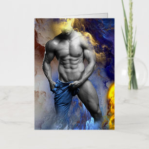 Grito de la figura muscular masculina en escala de