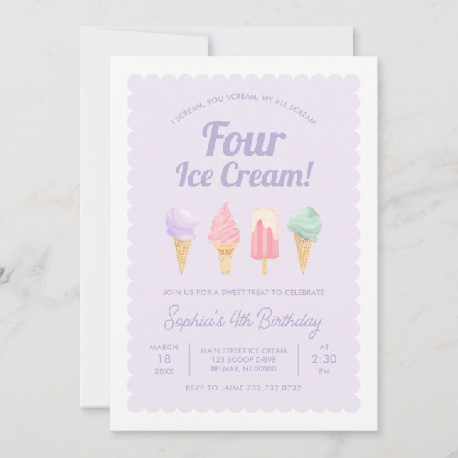 Grito por un cumpleaños de HELADO Invitación (Anverso)