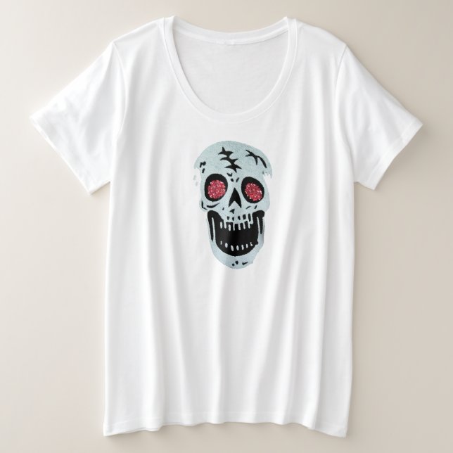 Gritos blancos de cráneo negro resplandecientes oj (Anverso del diseño)
