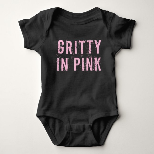 Gritty In Pink - Baby Jersey Bodysuit (Negro) (Anverso)