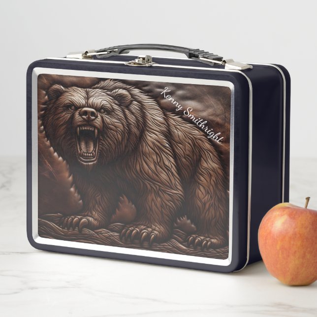Grizzly de cuero Grabado en relieve: Elegancia fer (In situ)
