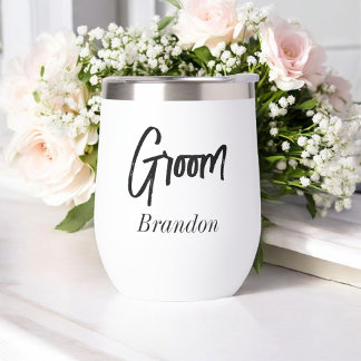 Groom Black White Script Boda