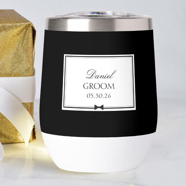 Groom de Bowtie simple blanco y negro personalizad (Subido por el creador)