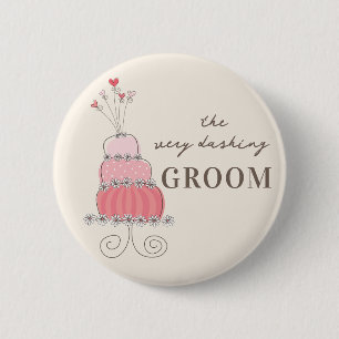 GROOM Sweet Pink Boda Pastel de Moda Botón Etiquet