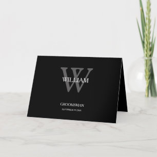 Groomsman Gracias Monograma + Nombre Tarjeta Guay.