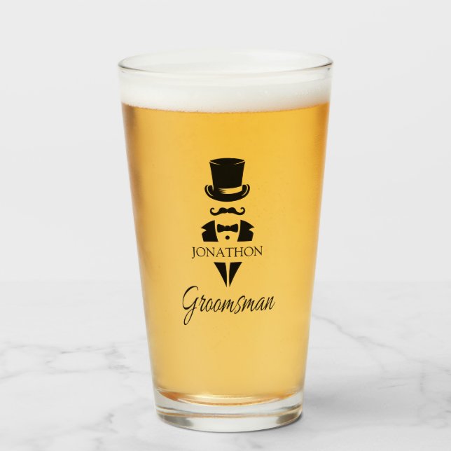 Groomsman Nombre Tuxedo Top Hat (Anverso (lleno))