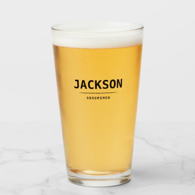 Groomsmen personalizado de nombre simple negro mod (Anverso (lleno))