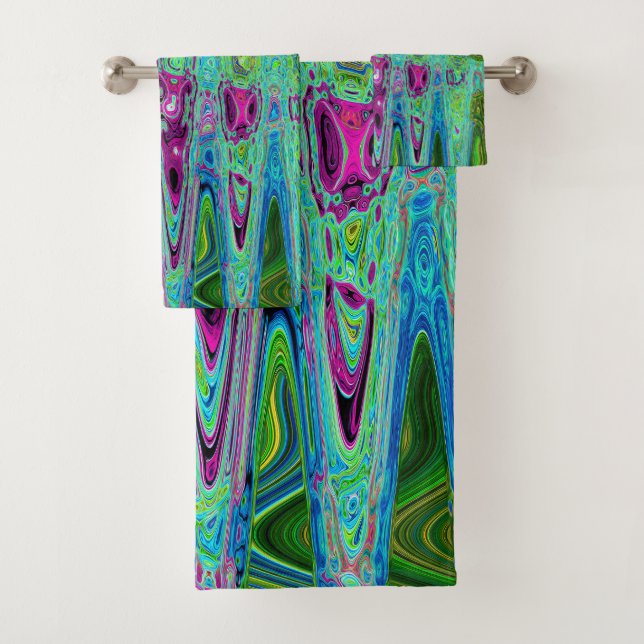 Groovic rosa caliente y azul Groovy Abstract Ondas (In situ)