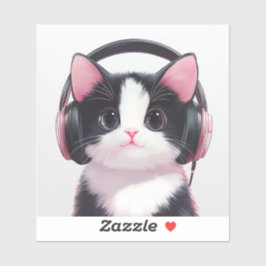 Groovin’ Kitty - Pegatina gatito blanco y negro