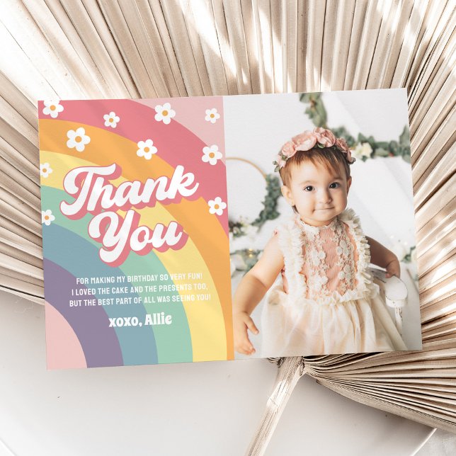 Groovy 70's Rainbow Daisy Birthday Tarjeta de agra (Subido por el creador)