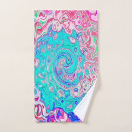 Groovy Aqua Blue and Pink Resumen Swirte Retro
