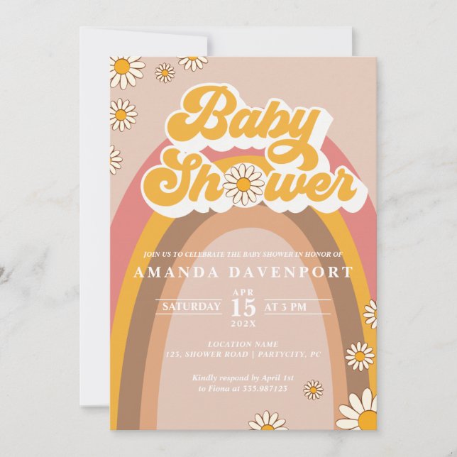 Groovy Baby Ducha Invitación (Anverso)