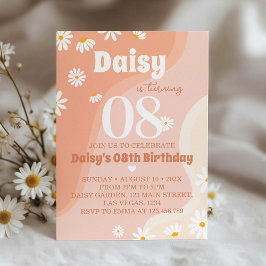 Groovy Boho Daisy Invitación de cumpleaños Cualqui