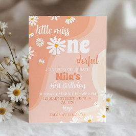 Groovy Boho Daisy Primera Invitación de cumpleaños