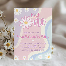 Groovy Boho Daisy Primera Invitación de cumpleaños