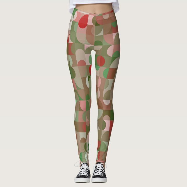 Groovy Boho Mod Retro Navidades Geométricos Leggin (Anverso)