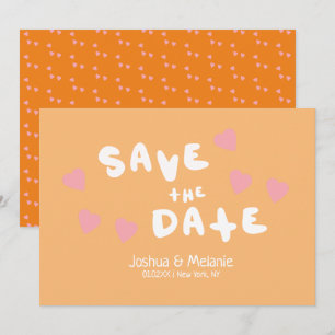 Groovy Bubbles Save the Dates con Corazones Dibuja