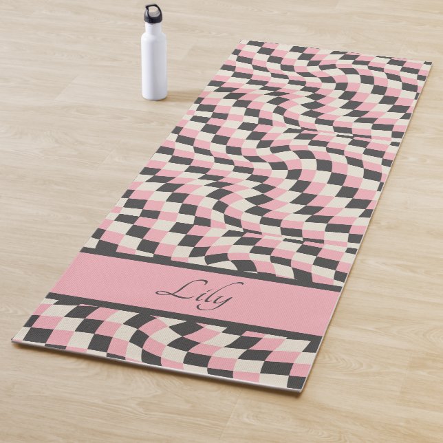 Groovy Checkerboard Pattern , Yoga Mat de los años (In situ)