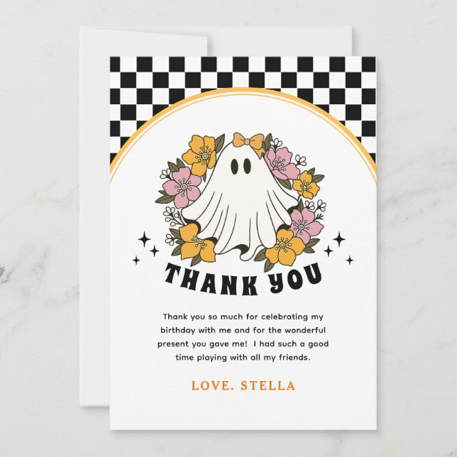 Groovy Chica Halloween Cumpleaños Gracias Tarjeta (Anverso)