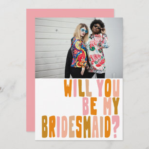 Groovy Colorful Bridesmaid Foto Tarjeta de propues