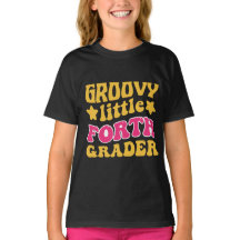 Groovy Cuarto Grader De Vuelta A La Camiseta Escol