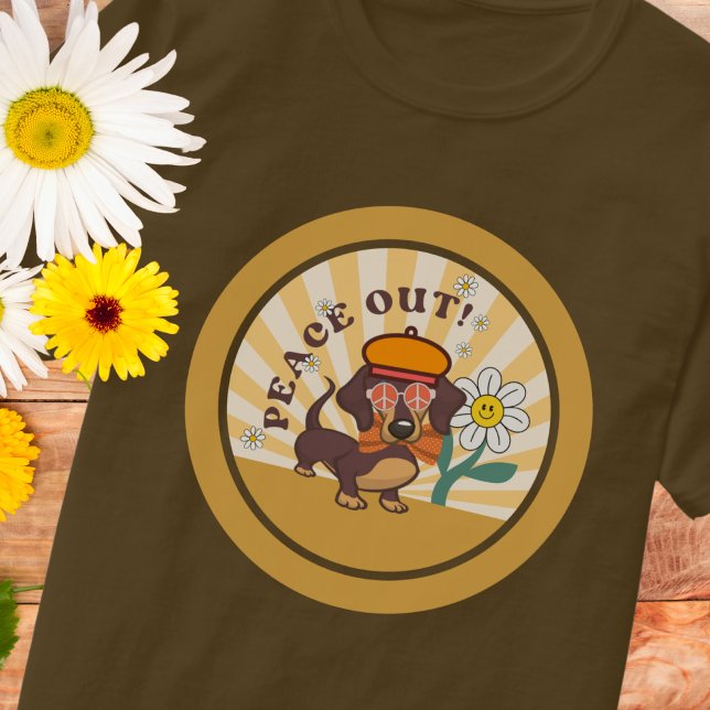 Groovy Dachshund | Camiseta de Peace Out (Subido por el creador)