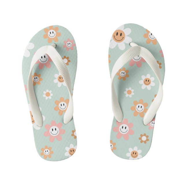 Groovy Daisies pareja de niños de chancletas (Plantilla)