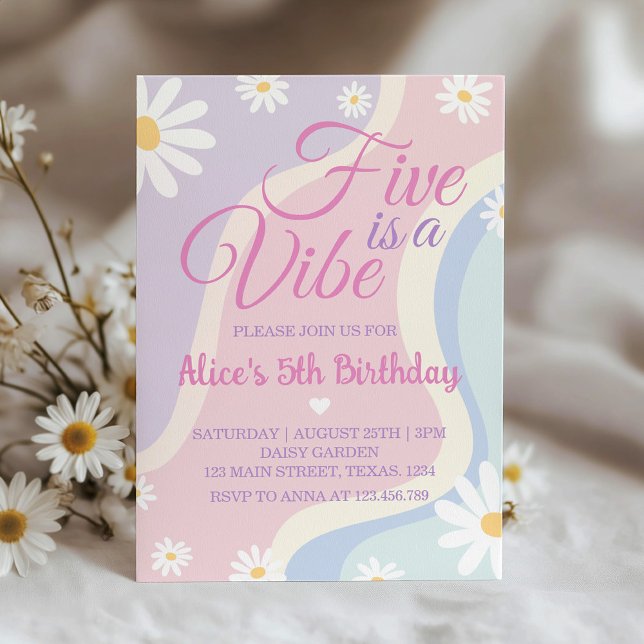 Groovy Daisy Five Es Una Invitación De Cumpleaños  (Subido por el creador)