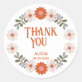 Groovy Daisy Hippie Flower & Leaf Pegatina