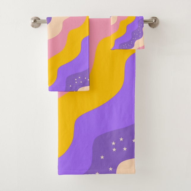 Groovy de franja celeste amarillo morado Resumen (In situ)