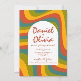 Groovy de los 70 con invitación a la boda QR