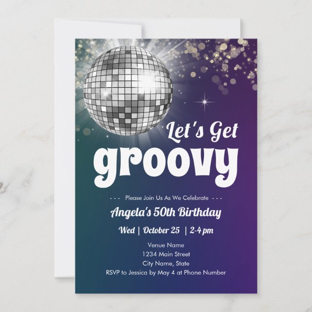 Groovy Disco Dance Fiesta Invitación a los 50 años (Anverso)