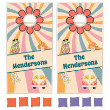 Groovy diseño retro hippie con diversión de flor