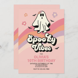 groovy Ghost retro Halloween cumpleaños invitación