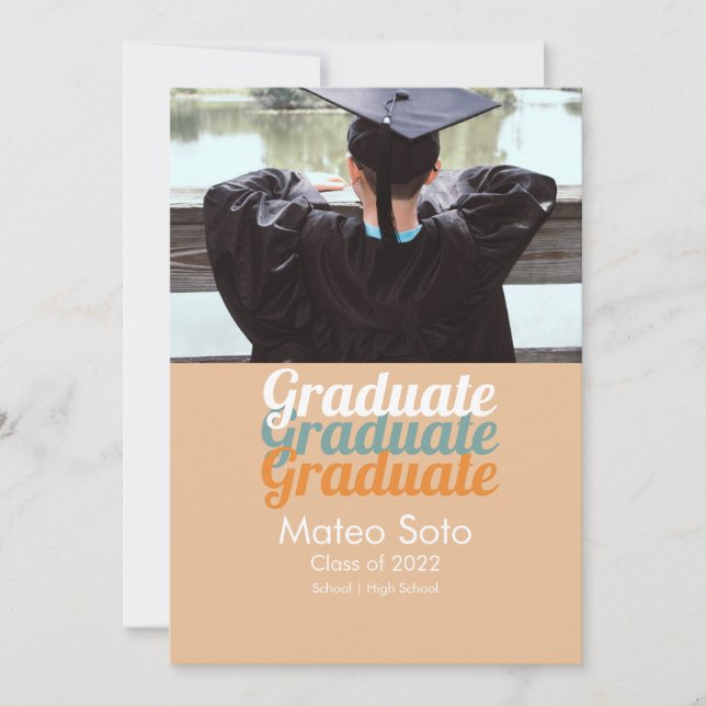 Groovy Graduation Photo Bold Invitación (Anverso)